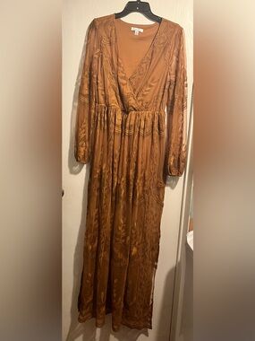 Dress Day Rust Long Sleeve Lace Dress
